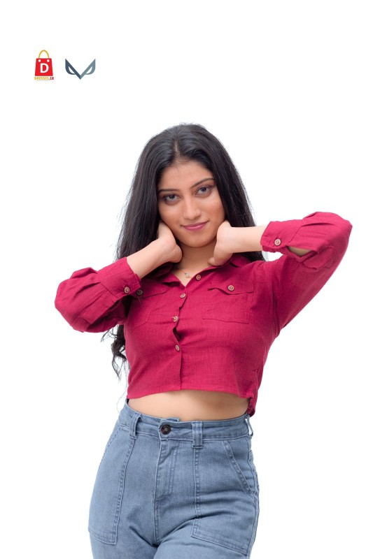 Lennon shirt crop top maroon