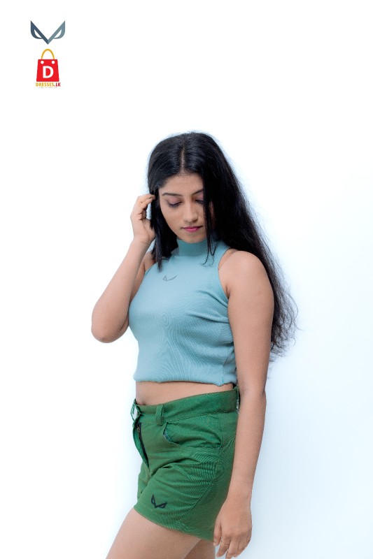 High Nec Rib Crop Top 4322